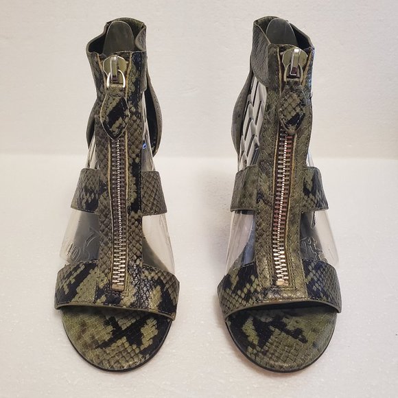 Rebecca Minkoff Kiley Nappa Snake Sabrina Sandals Shoes in Black/Thyme - 7B - Picture 3 of 16